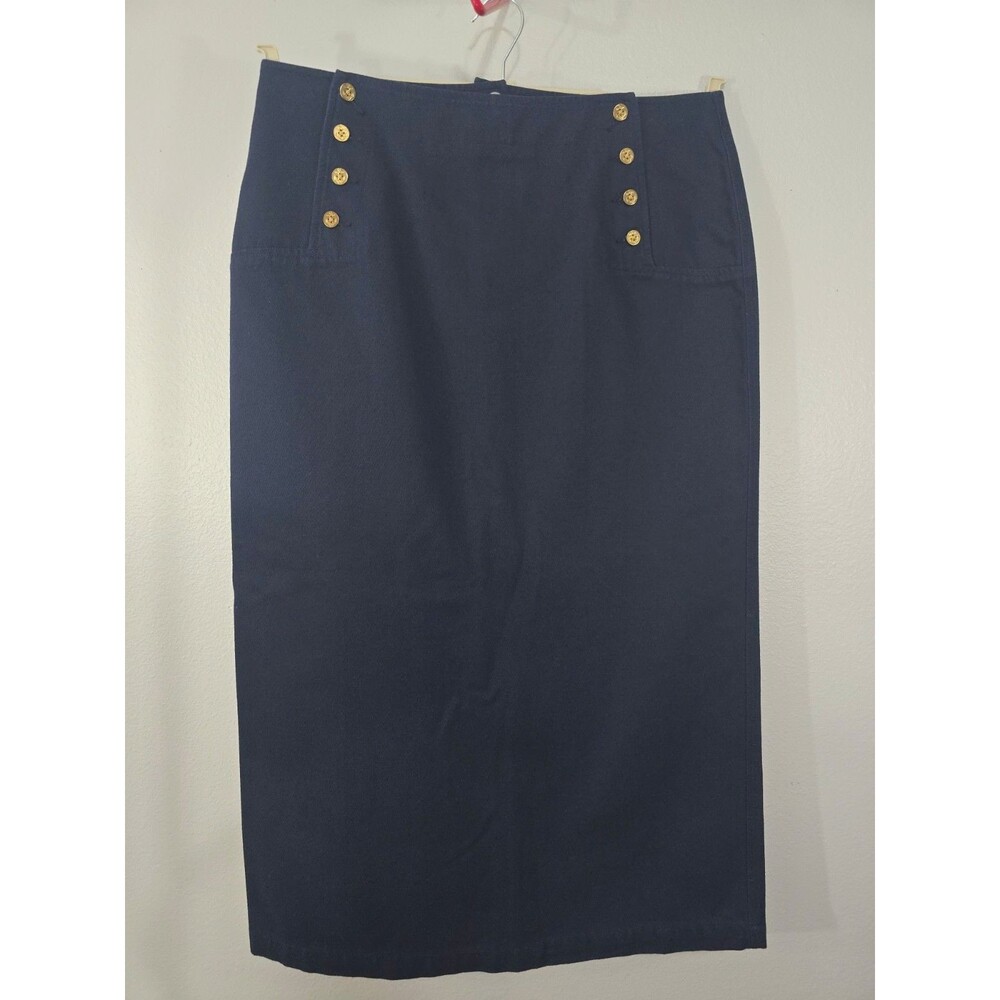 VTG Ralph Lauren Sailor Long Skirt Anchor Buttons Navy Size 14 Nautical BH